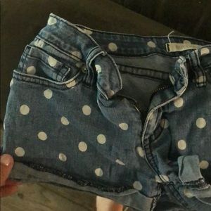 polka dot jean shorts, low-rise